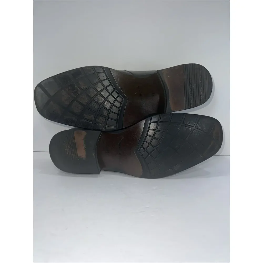 Bacco Bucci Studio Mens Size 11 Black Leather Loafers Square Toe Slip On 8684-14